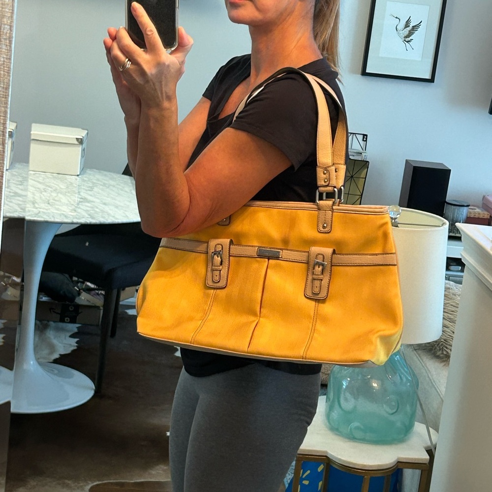 Etienne Aigner Yellow and Tan Shoulder Bag